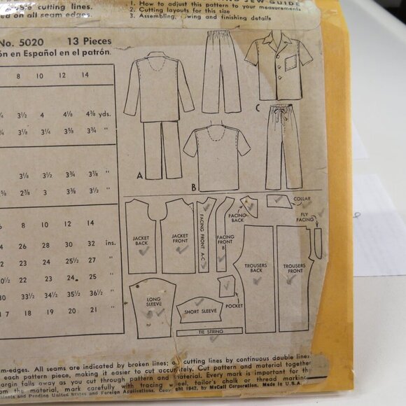 McCalls 5020 clothing pattern size 6 (problems) Sleep Clothes - Picture 3 of 10